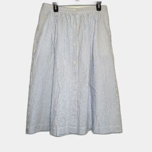 New H&M Blue Striped Midi Skirt 14